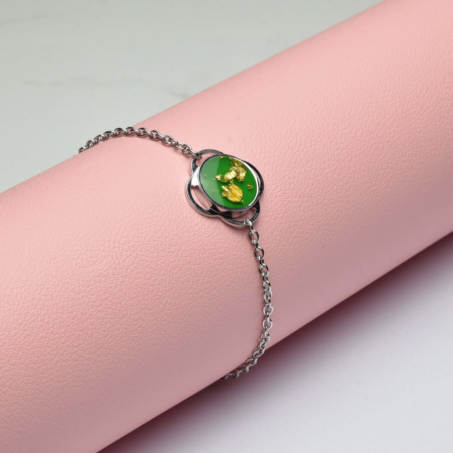 Folé Bracelet / Green & gold leaf