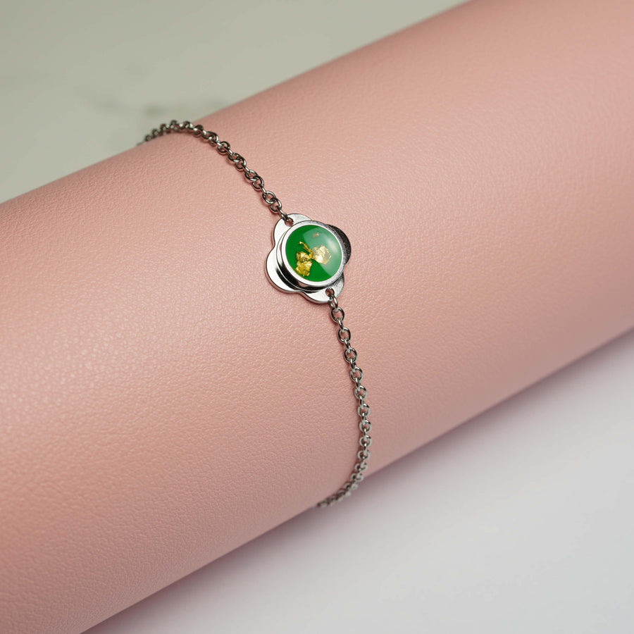 Folé Bracelet small / Green & gold leaf